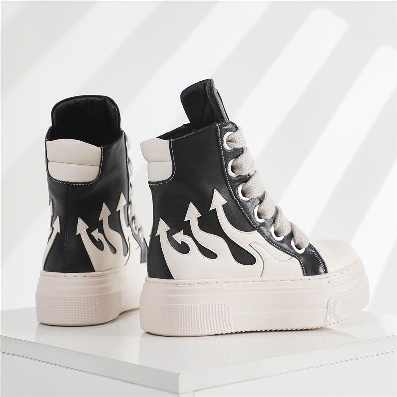 Concise Platform Thick Bottom Unisex Shoes All Match Mixed Color Increase Sport Shoes Runway Sneakers Large Size Casual Trainers