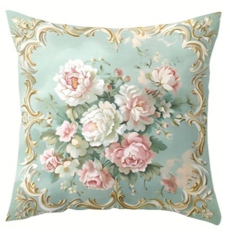 Rococo Floral Pillow Covers Vintage Wallpaper Pattern Cushion Covers Single Sided For Sofa Living Room Bedroom Home Decorations