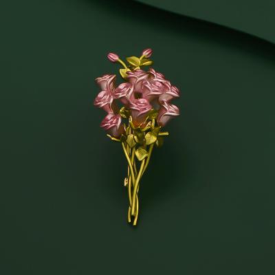 Enamel Pink Rose Cluster Brooch, High-End Female Exquisite Versatile Brooch, Elegant Temperament Pin, Suit And Accessories