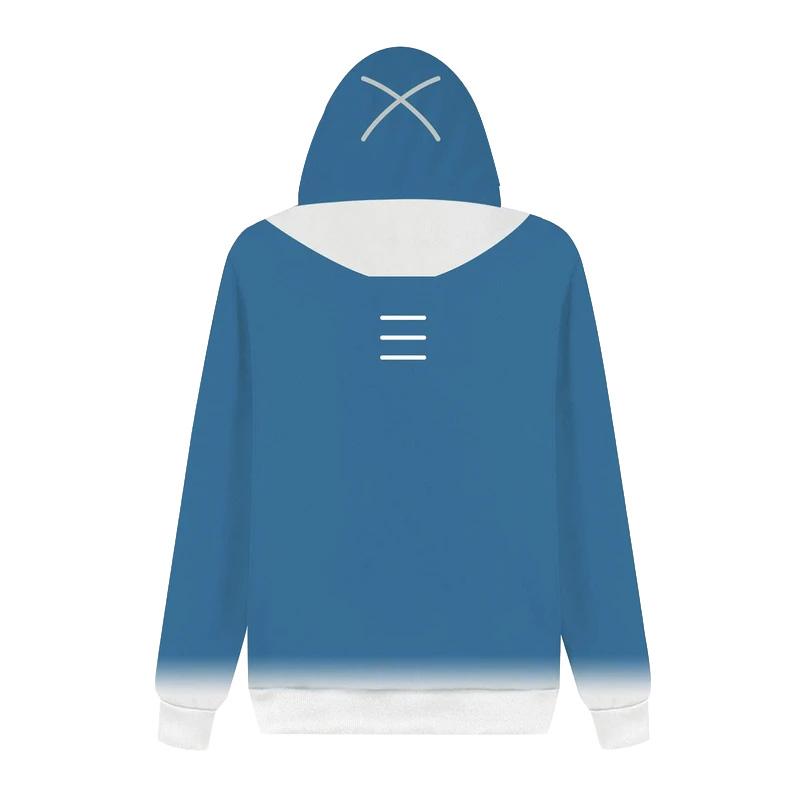 CosplayCos VTuber Gawr Gura Hoodie 3D Druck Haifischmaul Pullover Sweatshirt Unisex Halloween Party Anime Kostüm Langarm Top