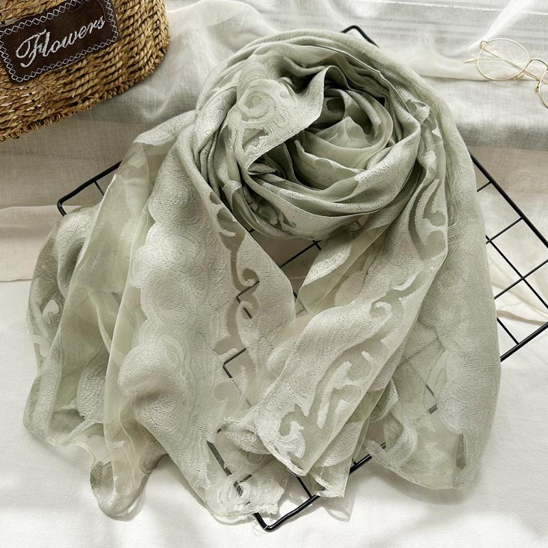 Spring/Summer New Simulated Silk Stain Dyeing Cutting Flower Thin Scarf Sunscreen Shawl