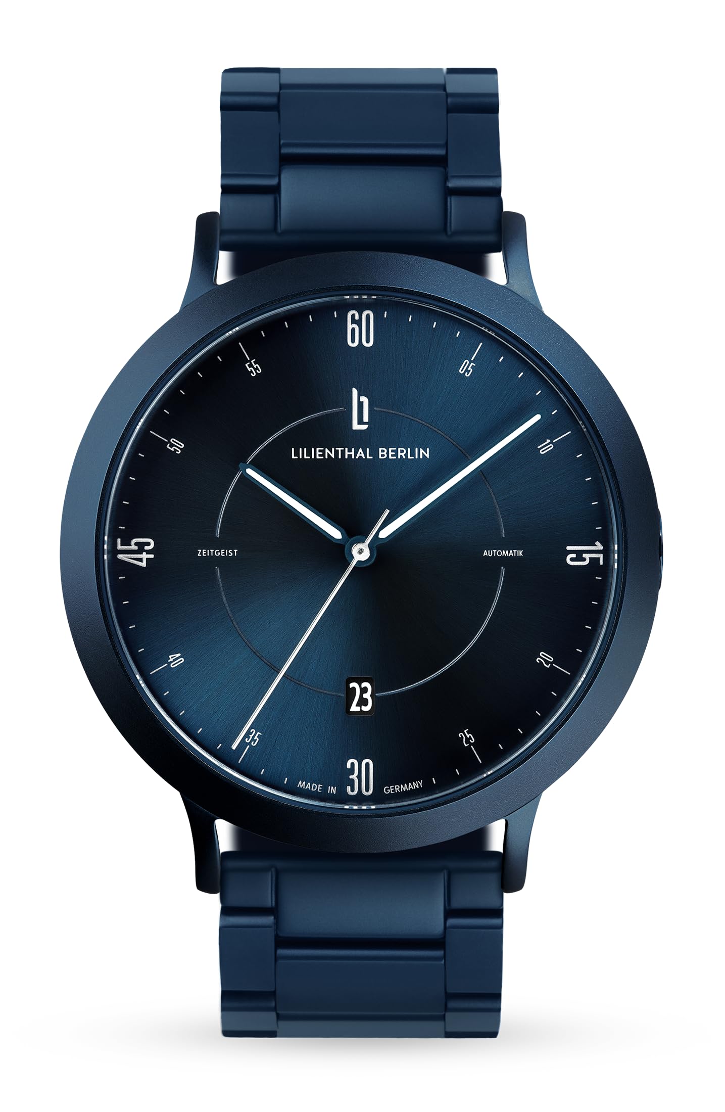 

Lilianthal Berlin Automatic Date Skeleton Made in Men s Watch, Blue, Display, Back, Germany, Z01-103-B040E синій