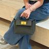2026 Womens Genuine Leather Handbag With Suede Texture Lock Crossbody Or Top Handle Medium Square Shape