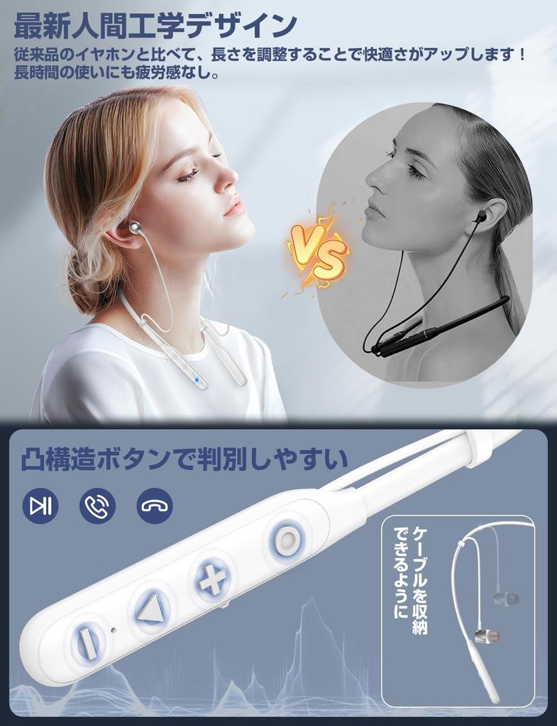 Bluetooth Earphones Adjustable 40 Hours Continuous Wireless Earphones Neckband with Raised Noise Fast Magnetic Volume Siri for Technical Standards