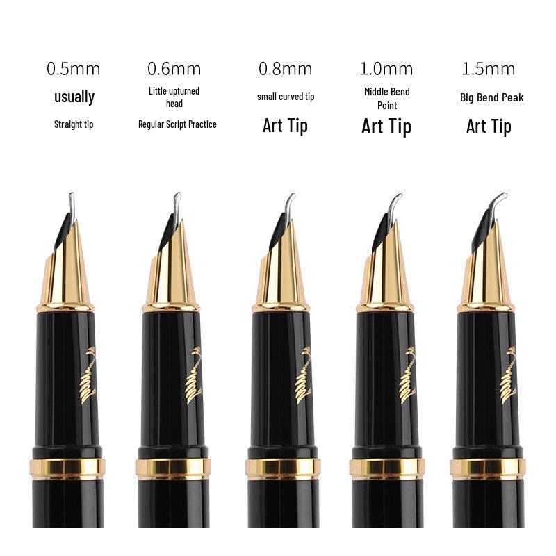 Handmade Curved Tip Calligraphy Fountain Pen for Students and Adults - Perfect for Writing and Character Practice