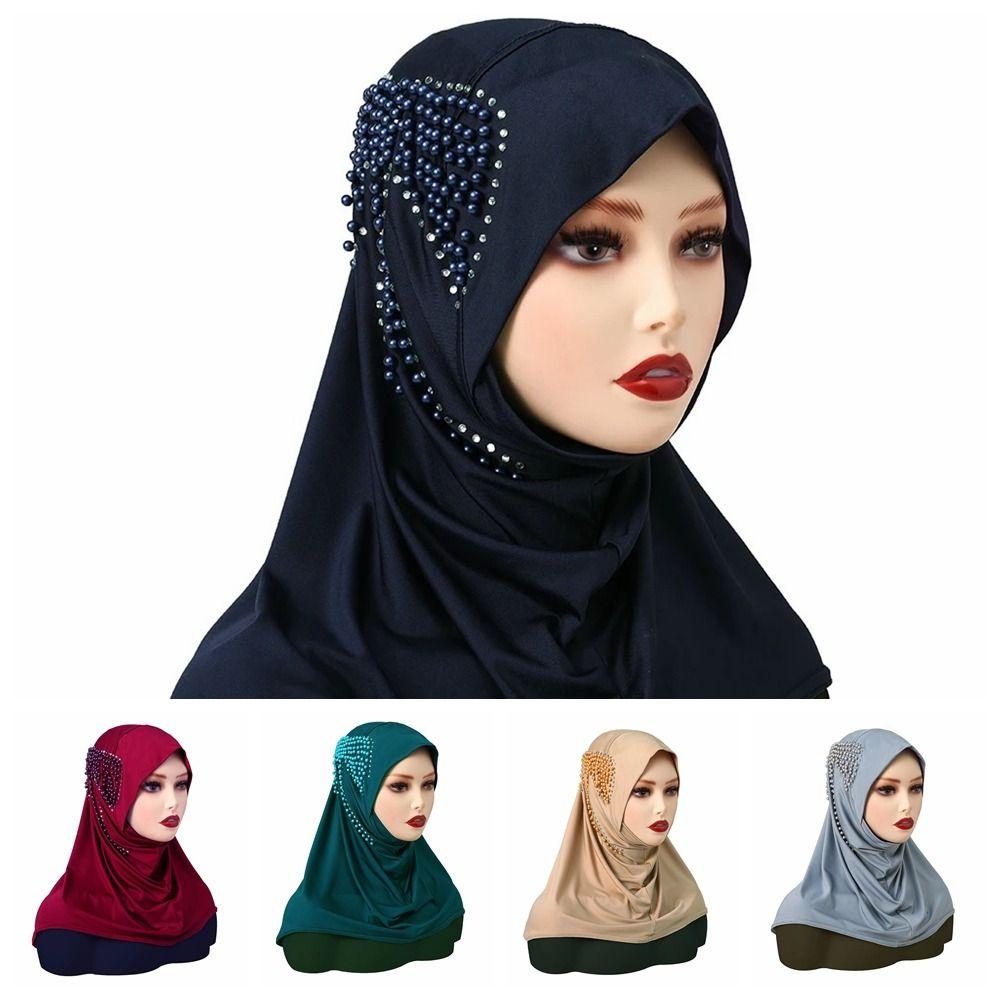 Full Cover Spandex Instant Hijab Solid Color Breathable Underscarf Elastic Islamic Scarf Islamic Wear