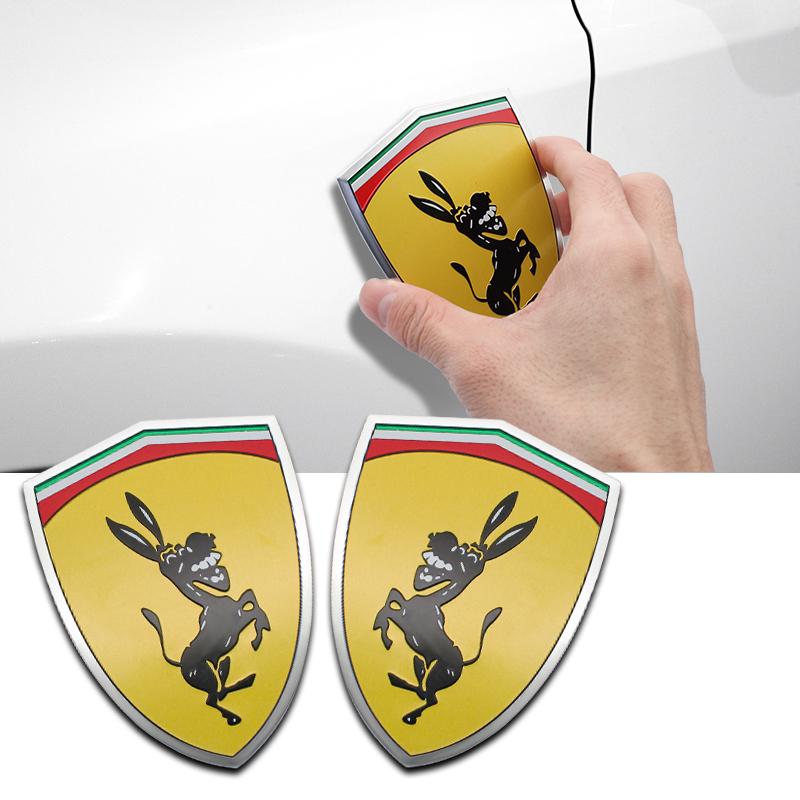 YRS3 1pcs 3D Car Styling Metal Sticker Car Logo Ferrari Donkey Badge Emblem Dekoration Stickers For Ferrari Tools Auto Accessories