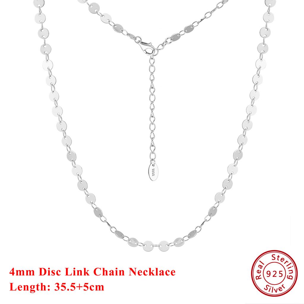 Effie Queen 925 Sterling Silver Glitter Chain Choker Necklace Simple Jewelry for Women Shiny Banquet Party Birthdays Gift SC80