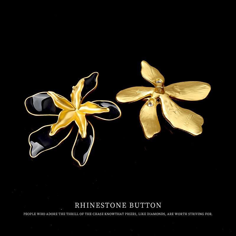 

5pcs Point Oil Double-Layer Flower Metal Buttons Light Luxury Woolen Coat Trench Coat Large Buttons Sweater Fur Jacket Buttons about 55mm fog gold