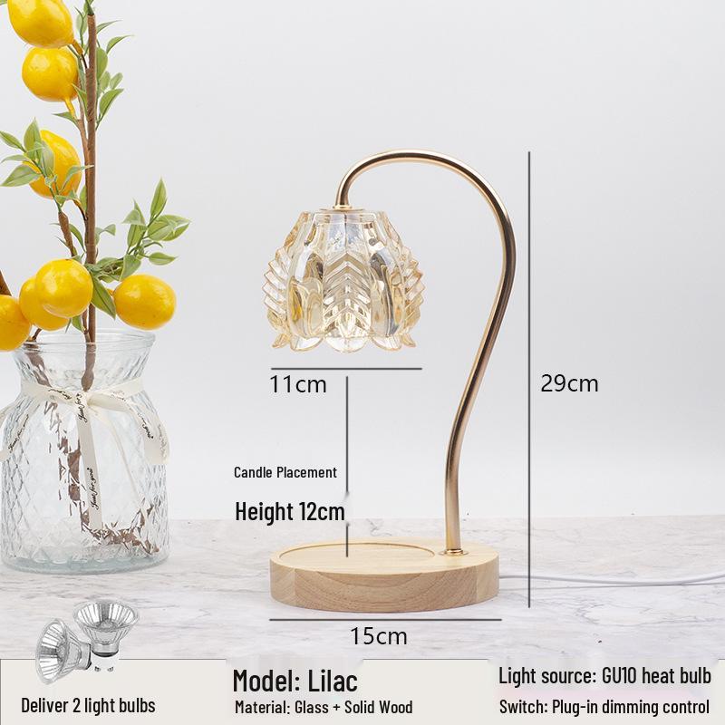 Luxury Glass Aroma Wax Melt Lamp - Fragrance Candle Light for Bedroom, Bedside Table, or Desk. Ideal Decorative Gift.
