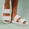 Damen Offene Zehen Plüsch Schwangerschafts Hausschuhe, Dicke Sohle Warme Indoor Outdoor Baumwollschuhe für Alle Jahreszeiten Herbst Winter