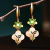 Influencer-Recommended Chinese Enamel Imitation Jade Clover Earrings