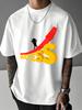 Unisex Summer Casual Short Sleeve T Shirt Success Letter Red Up Arrow Figure Print Oversized Loose Street Daily Fashion Tops
