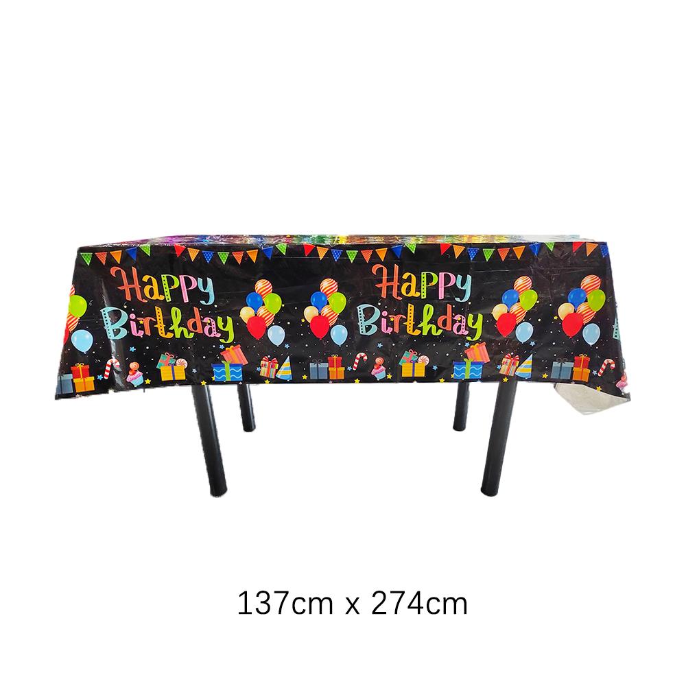 Happy Birthday Disposable Tablecloth Colored Balloon Rectangle Desk Cloth Wipe Table Cover for Birthday Party Baby Shower Decor