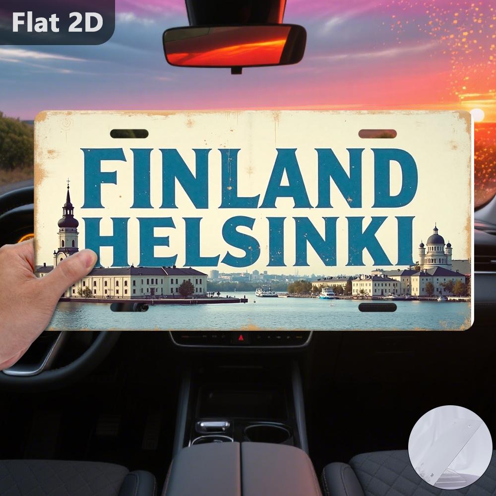 D Flat pc Solely for Decoration Decor Outdoor Signs And Wall Decor Finland Helsinki Cityscape Retro Home Decor Solely fo