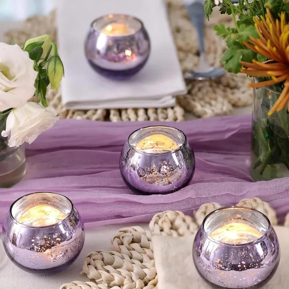 6/12Pcs Mercury Glass Candle Holder Tea Lights Christmas Party Wedding Centerpieces Candlestick for Home Decoration