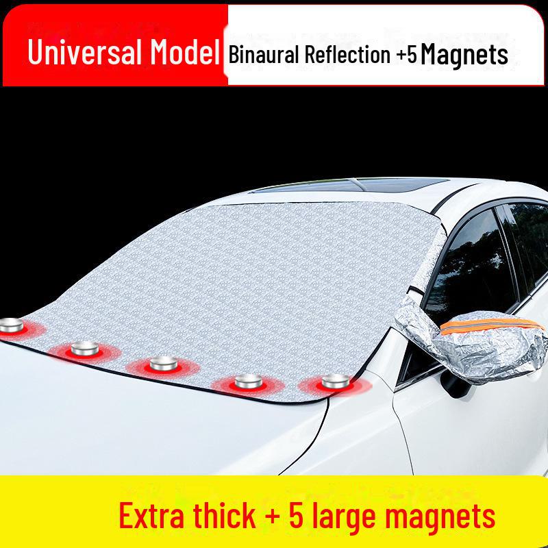 Parasolar și protecție de zăpadă îngroșate pentru mașină - Husă frontală cu protecție solară, izolare termică, antigel și peliculă anti-ulei.