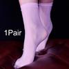 1Pair Solid Color Oil Shiny Nylon Summer Female Silky Sheer Stockings Ankle Socks Women
