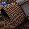 ROMON Men's Autumn/Winter 100% Wool Mid-Length Plaid Overcoat