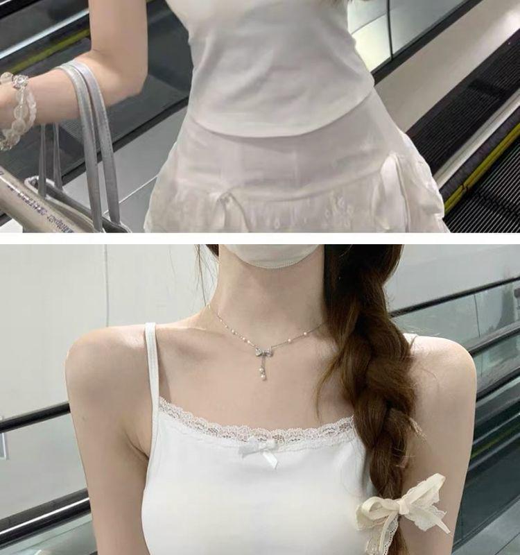 Women's Plus Size Lace Trim Cotton Camisole - Spring/Summer Sleeveless Slimming Base Layer Top