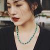 Fresh women's necklace, pearl texture, retro style jade pattern agate necklace, geometric pendant, light luxury