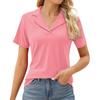 Women's Shirt Lapel V Neck Short Sleeve Shirt Formal Casual Tunic Top