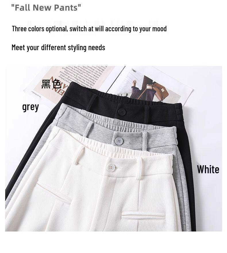 Petite High Waist Wide Leg Pants for Women - Spring/Autumn 145-150cm, Slimming Black Straight Leg