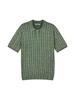 PRIMEMENT Cable-Dyed Collar Half Knit Green