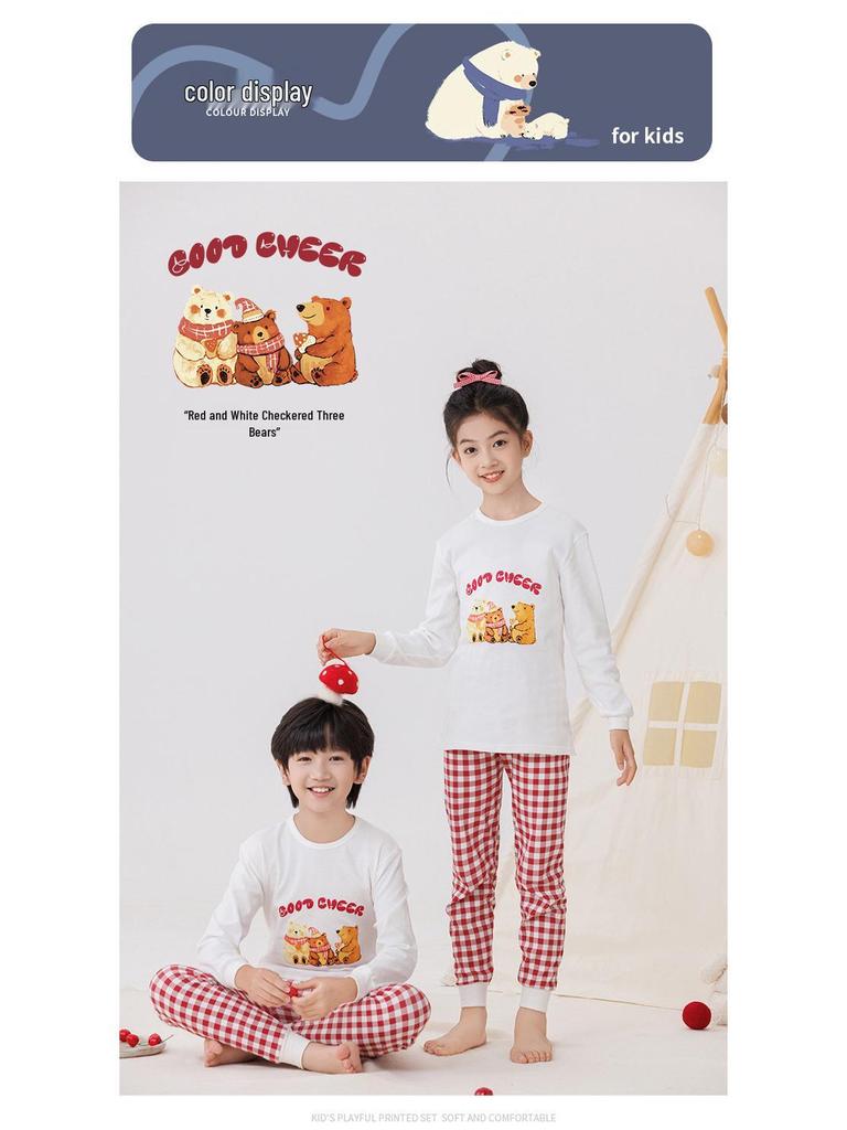 2025 Warmer Baumwoll-Pyjama-Set für Kinder im Herbst - Langarm-Unterwäsche und Raglan-Homewear für Jungen und Mädchen