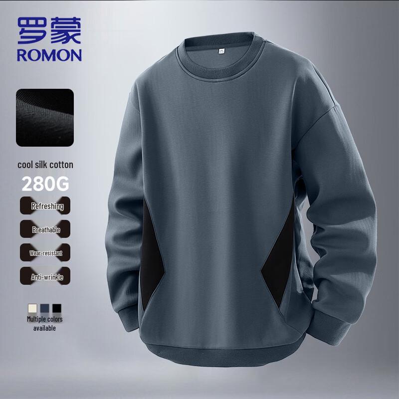 ROMON Men's Color Block Round Neck Sweatshirt