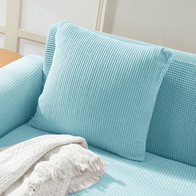 New Design Colors Thick Polar Fleece Sofa Protective Cover Jacquard Solid Printed Pillowcase Cover For Soft Cushion 45x45cm