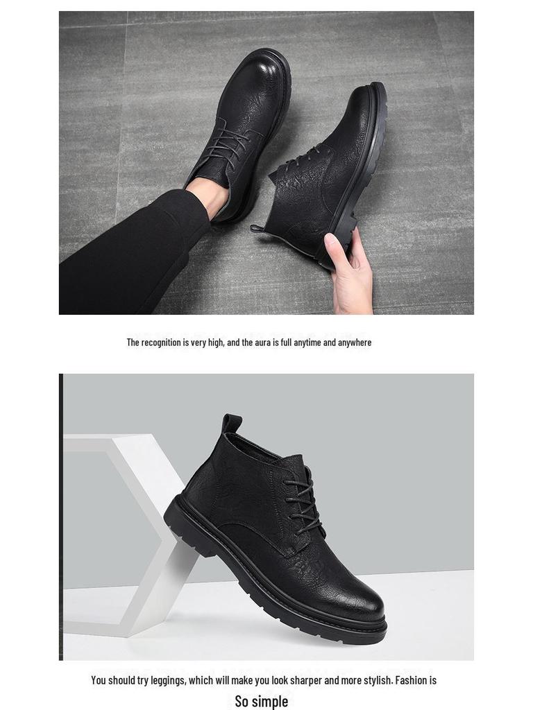 Ghete Martin de Bărbați Stil Britanic din Piele Mid-Cut - Piele Suede Naturală Mată pentru Toamnă/Iarnă