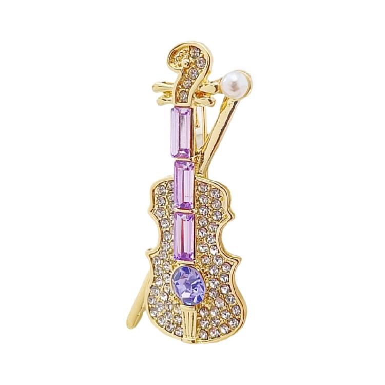 Violin Shaped Brooch for Music Enthusiasts and Individualistic Fashion Music Instrument Brooch Pin for Various Outift