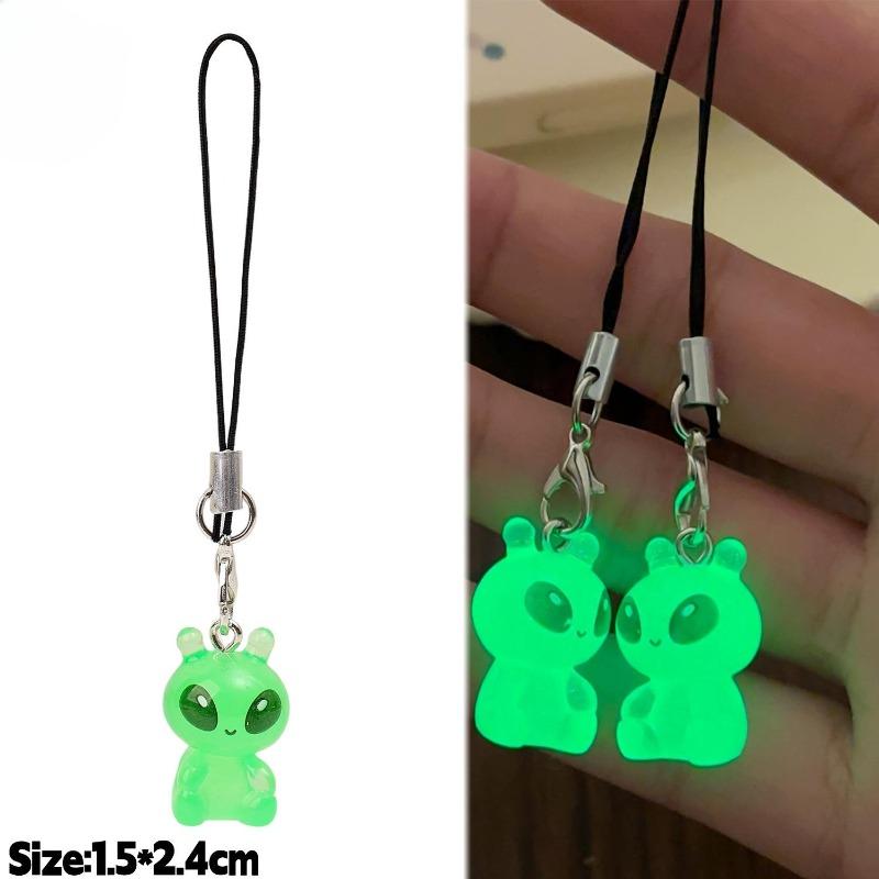 1-30pcs 2026 New Luminous Alien Mobile Phone Lanyard Backpack Keychains Pendants Cute and Glowing Creative Small Pendant