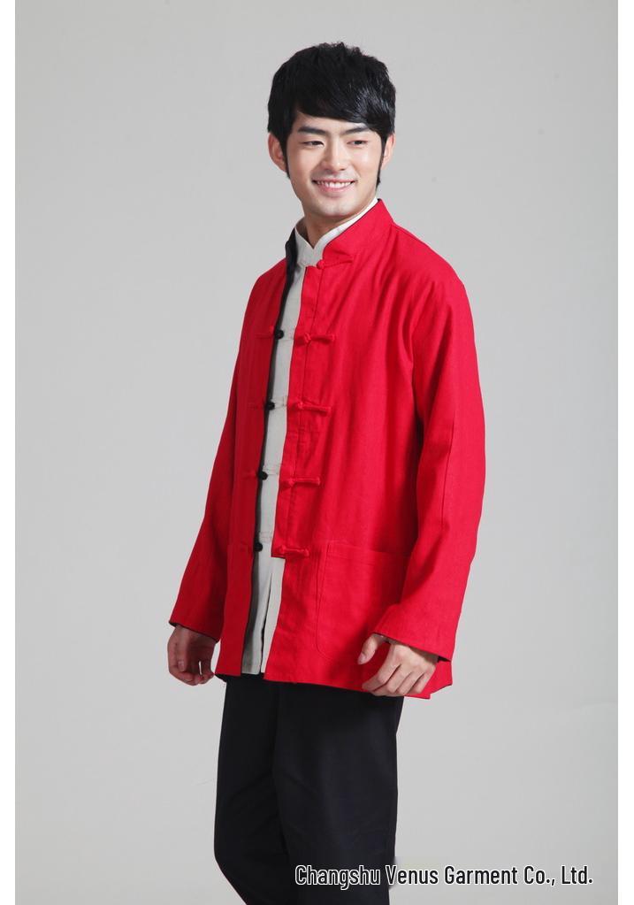 Men's Reversible Cotton and Linen Ethnic Tang Suit, Long Sleeve, 2973 Style