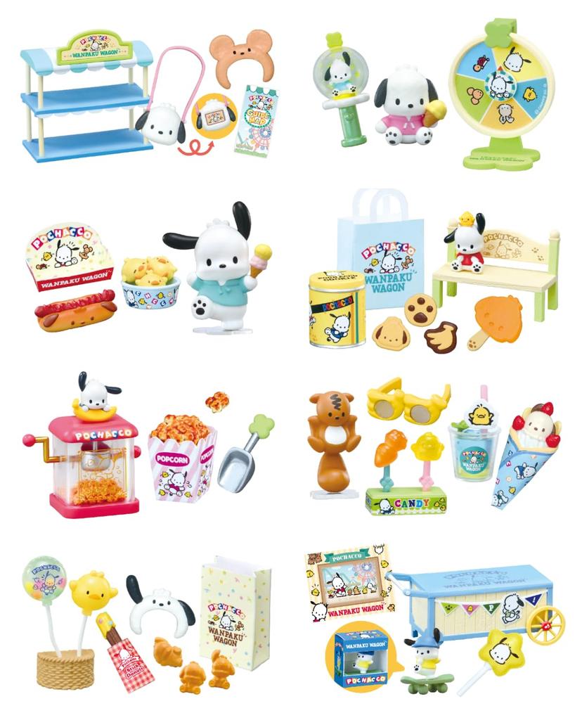Sanrio Pochacco Zábavní park 8 kusů jednotlivě V115 x Š70 x vyrobeno z PVC a ABS Re-Ment Vagon, krabice, velikost H50mm,