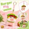 Porte-clés Cochon en Peluche Animal en Peluche Doux avec Design Hamburger Inclut des Éléments de Pain, Laitue et Tomate pour Accrocher au Sac ou aux Clés