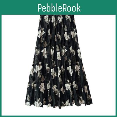 Skirt Halfbody Womens Vintage Pleated Skirt Spring And Summer Printed Swing Casual Skirt