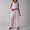 Pantaloni Sportivi da Donna Rosa Chiaro a Gamba Larga con Striscia Laterale e Vita Elastica