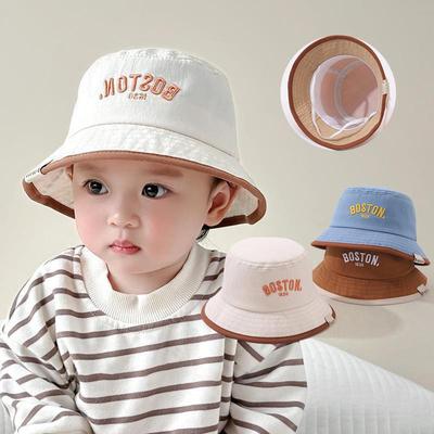 Spring Summer Kids Fisherman Hat Letter Embroidery Baby Bucket Hat Outdoor Toddler Boys Sunscreen Basin Cap