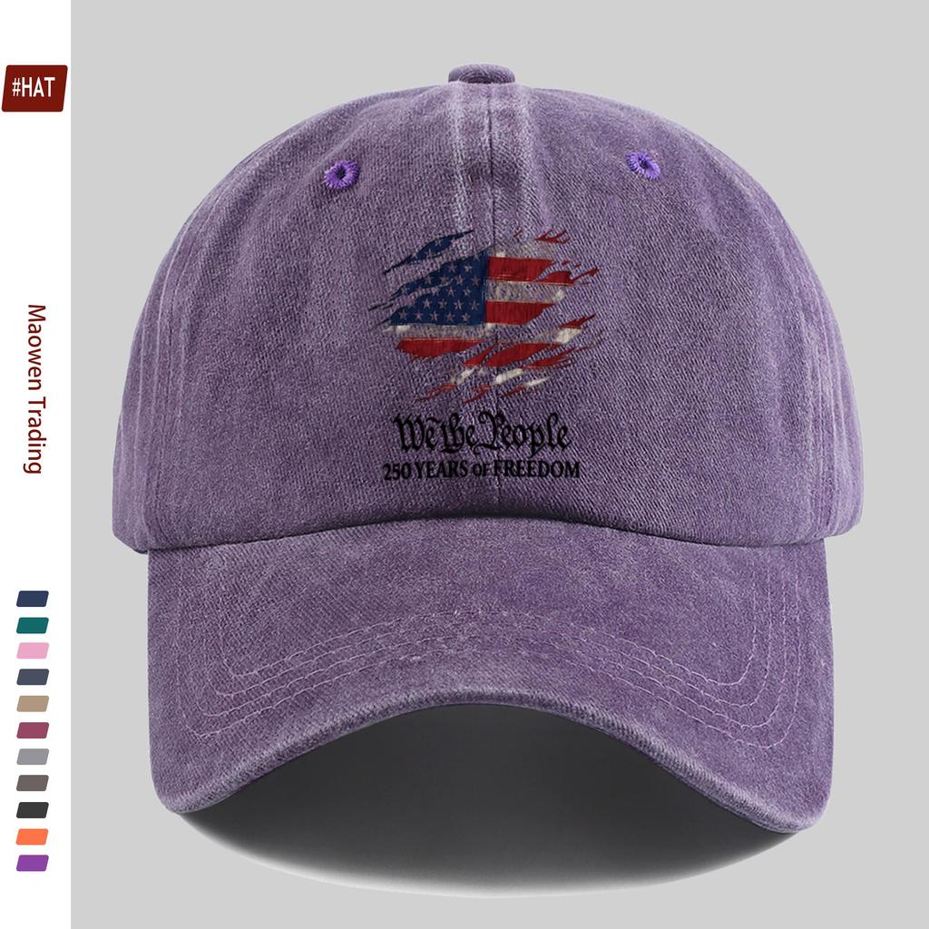 pc American Flag th Anniversary Print Baseball Cap with Confident and Proud Design Adjustable Strap Vintage Washed Fishing