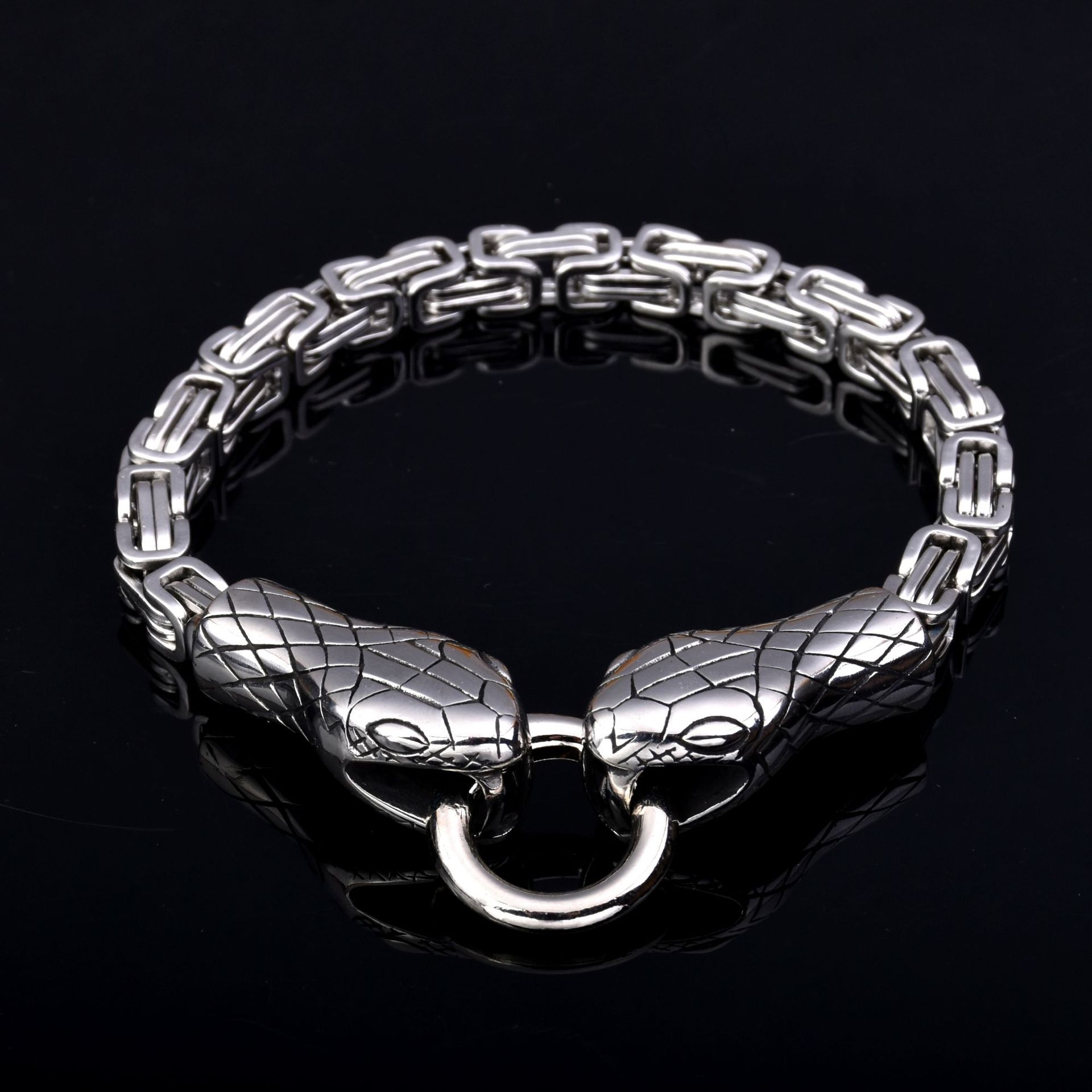 

Мужской властный браслет из нержавеющей стали с головой змеи викингов, браслет-цепочка византийского короля 19CM