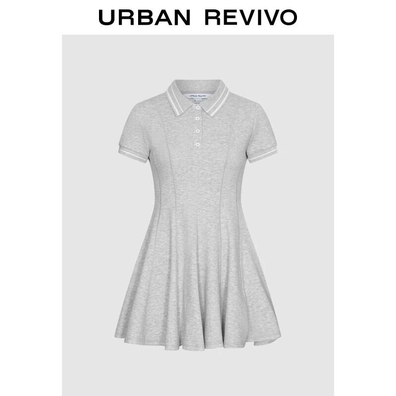 UR2026 Women s Striped Colorblock Polo Mini Dress L