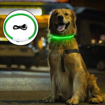 Solid Rechargeable Optical Fiber Led Light Dog Collar 3 Modes Luminous Night Safety Flashing Glow Loss Prevention Pet Accessorie