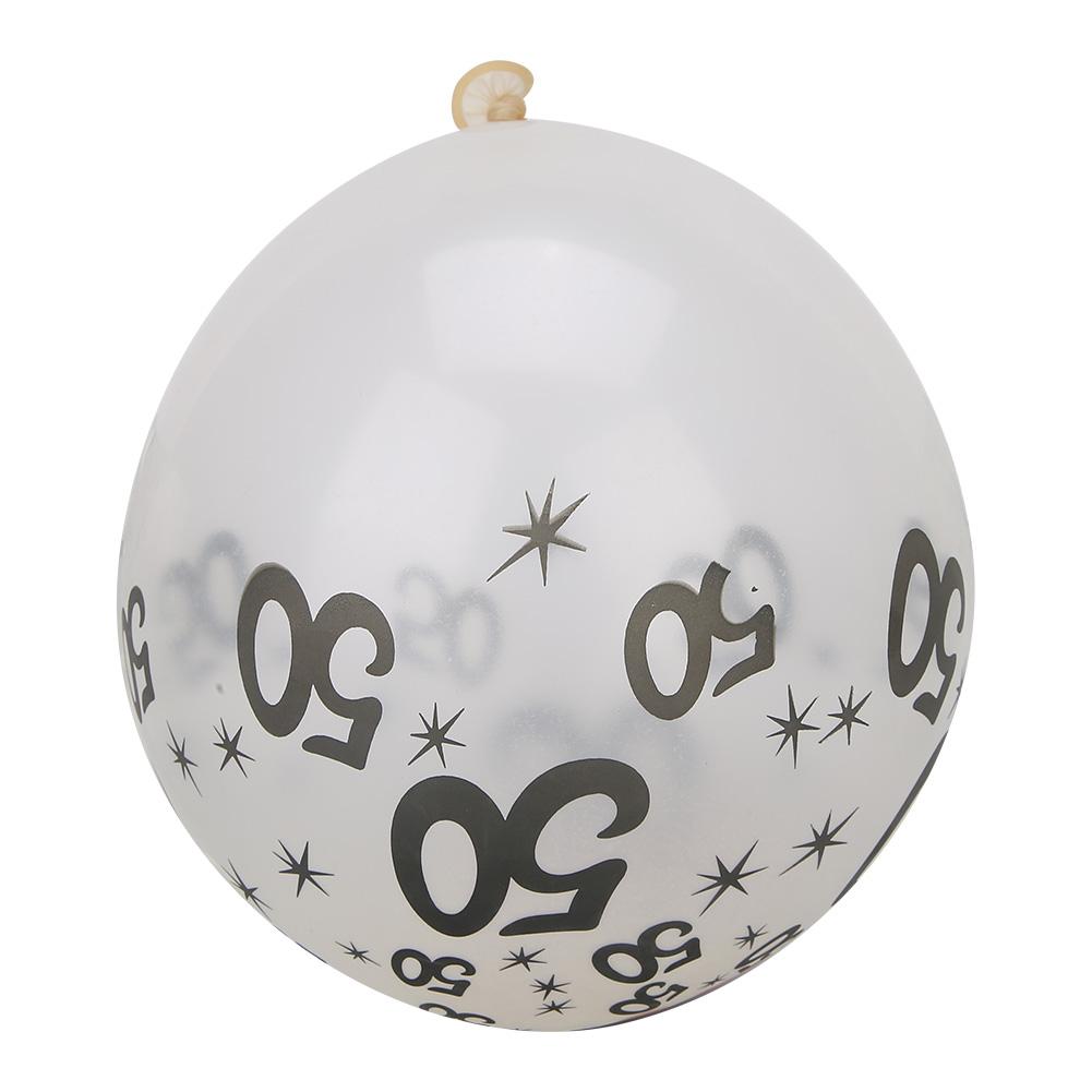 10Pcs Latex Transparent Balloon with Nnumber 50 Pattern for Birthday Party Wedding Anniversary Decor