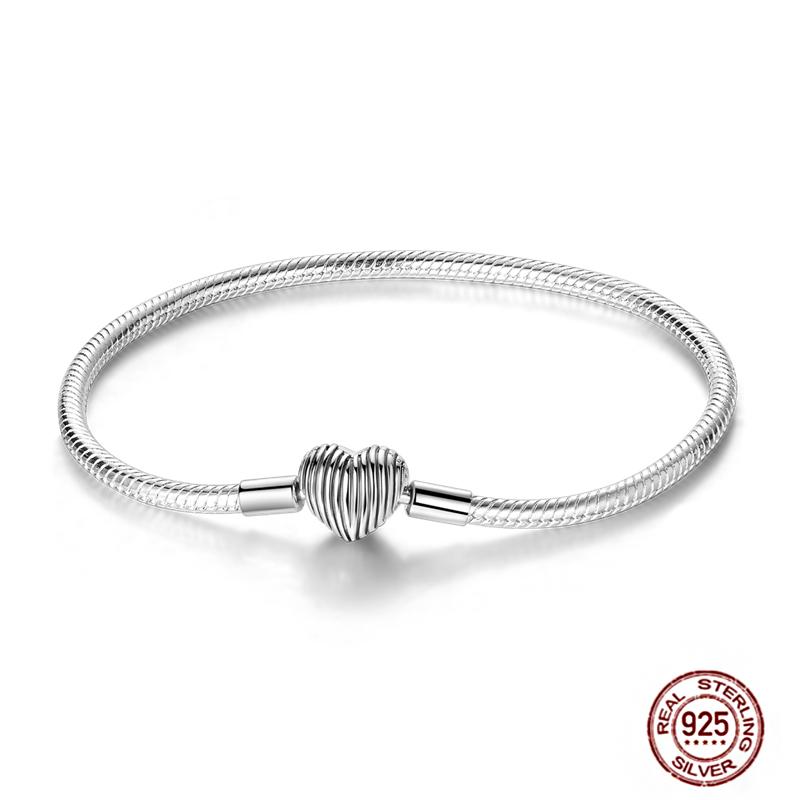 

Retro 925 Silver Original Bracelets Star Sunflower Butterfly Luminou Cat Colorful AAA Zircon Snake Bone Chain Charms DIY Jewelry 17cm