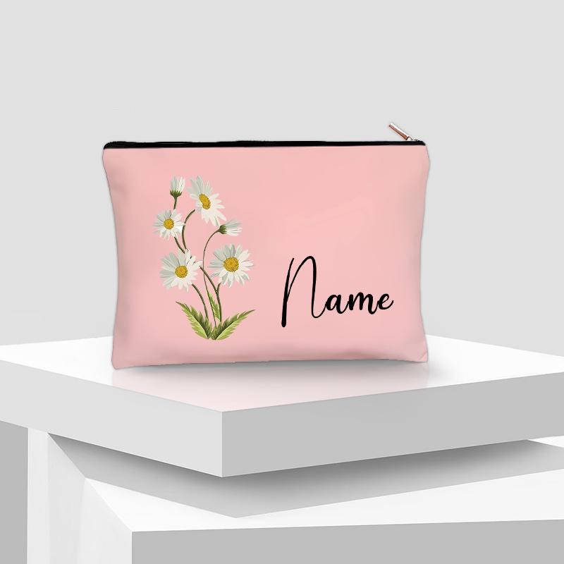 Flower Personalized Name Lipstick Bag Travel Make Up Pouch Kawaii Coin Purse Aesthetics Cosmetic Organizer Gift for Your Lover