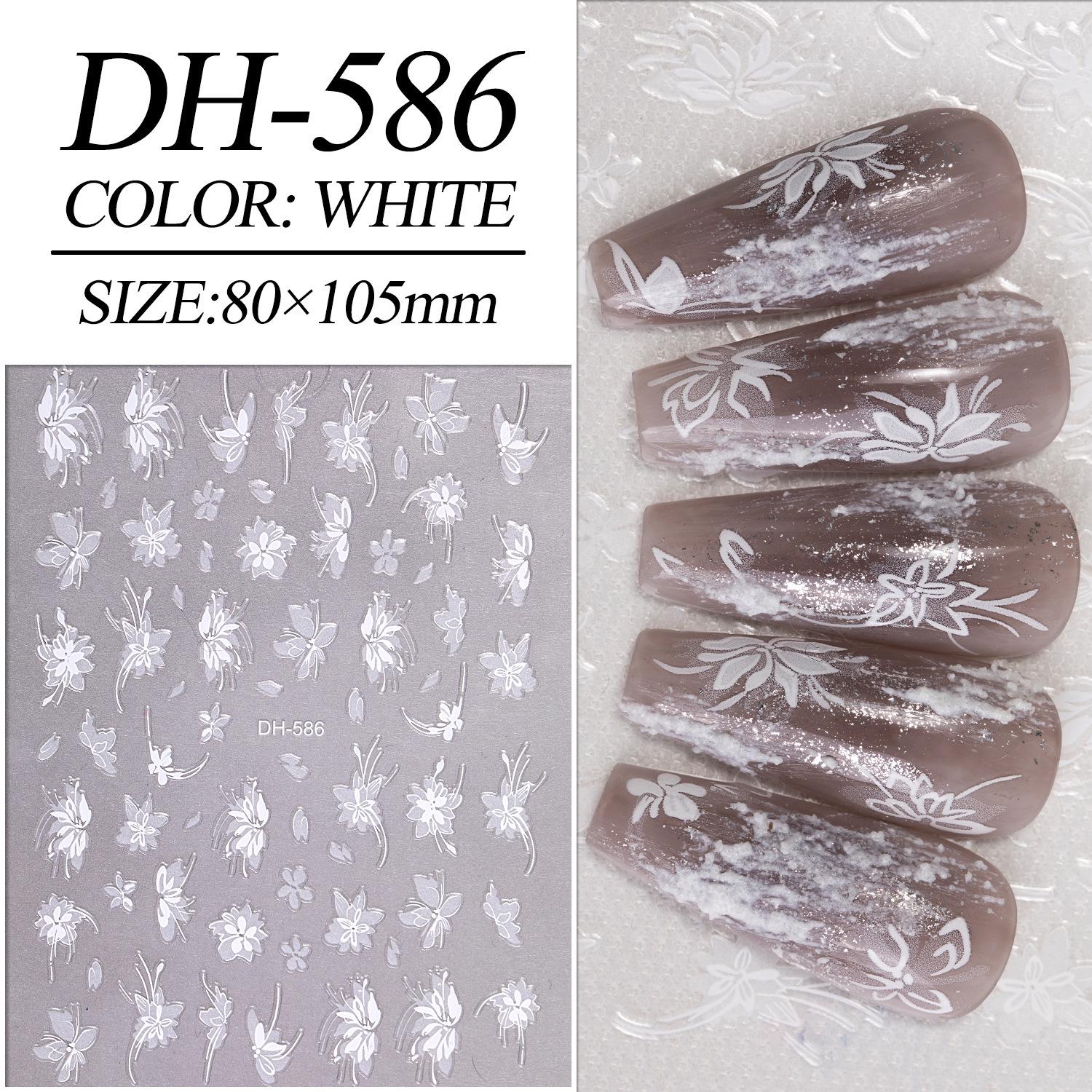 

Трендовые жидкие наклейки для ногтей Pure Desire с белым цветочным дизайном - Дизайн с цветами, нарисованными вручную