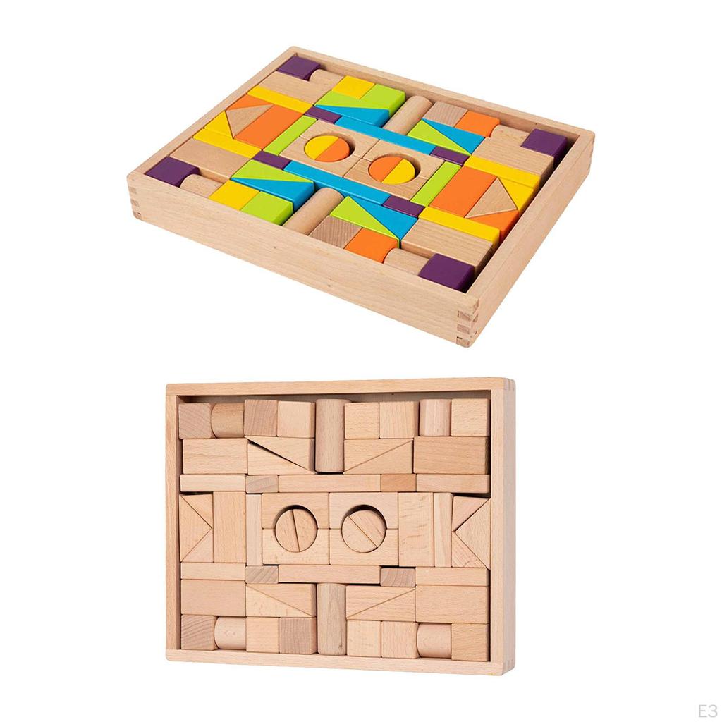 Wood Building Blocks Early Education Toy Birthday Gifts for Boys Girls Construction Toys DIY Home