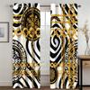 Cheap Modern Luxury Brand Black Gold 2Pieces Polyester Darkening Shading Window Curtains for Living Room Bedroom Home Decor